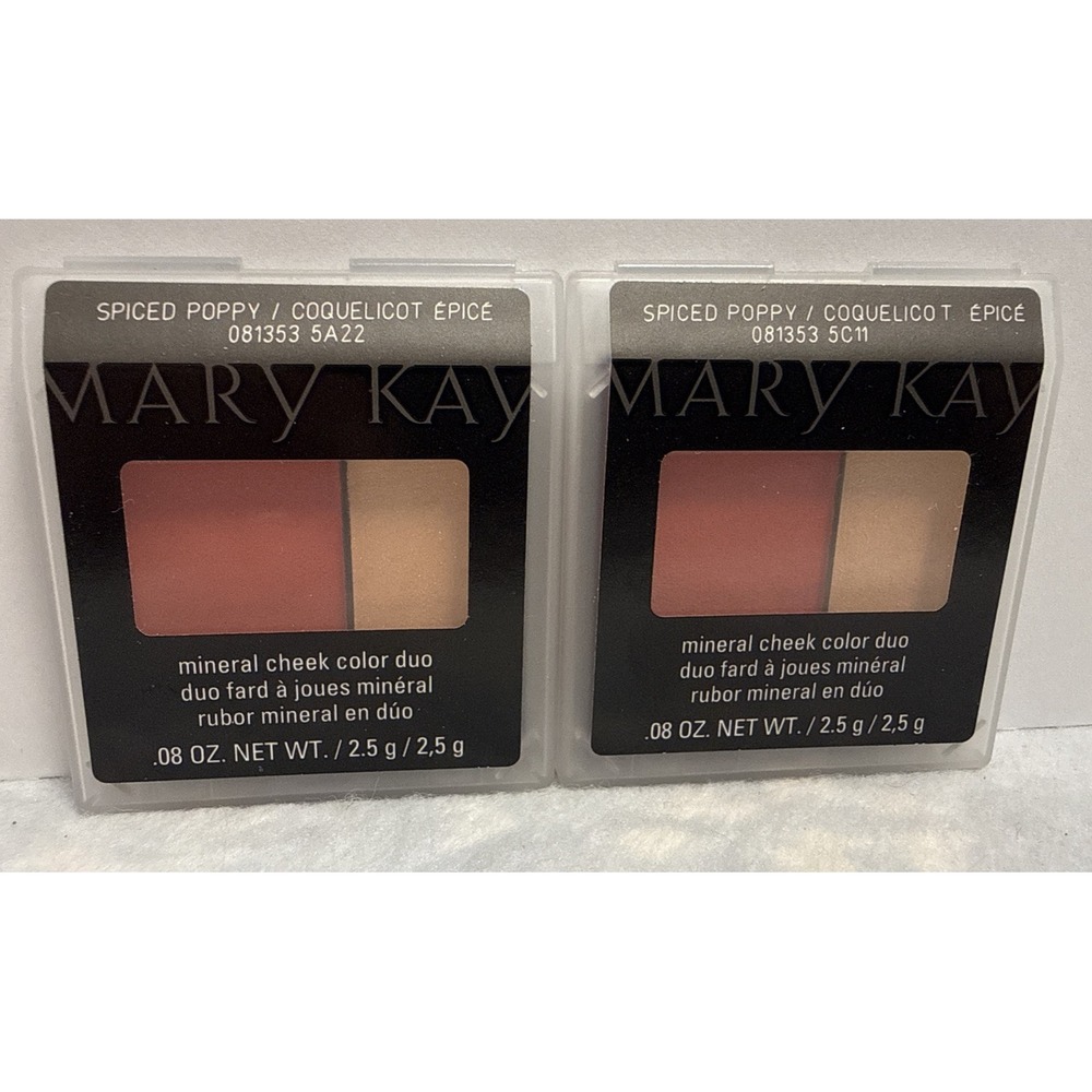 2 Mary Kay Mineral Cheek Colors Spiced Poppy Duo Blush 081353 Discontinued New